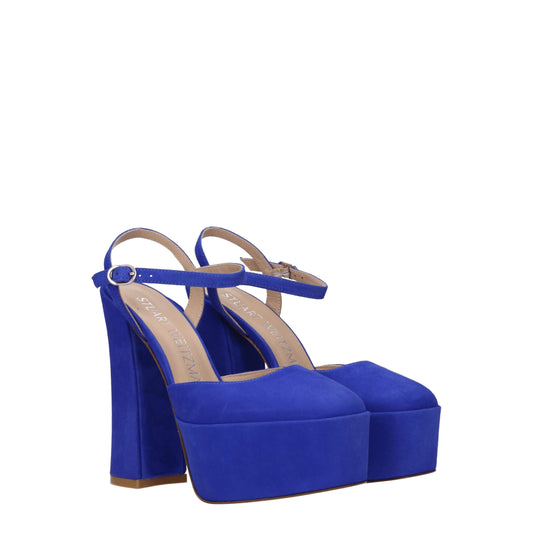 Blue Leather Platform Sandals