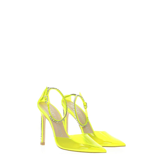 Yellow Pvc Stiletto Heels Sandals