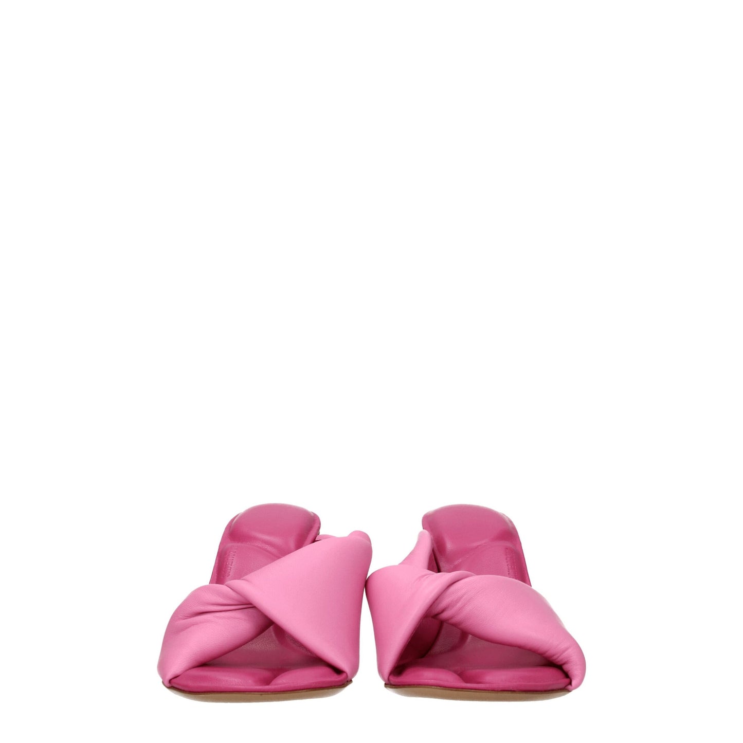 Pink Leather Stiletto Heels Sandals
