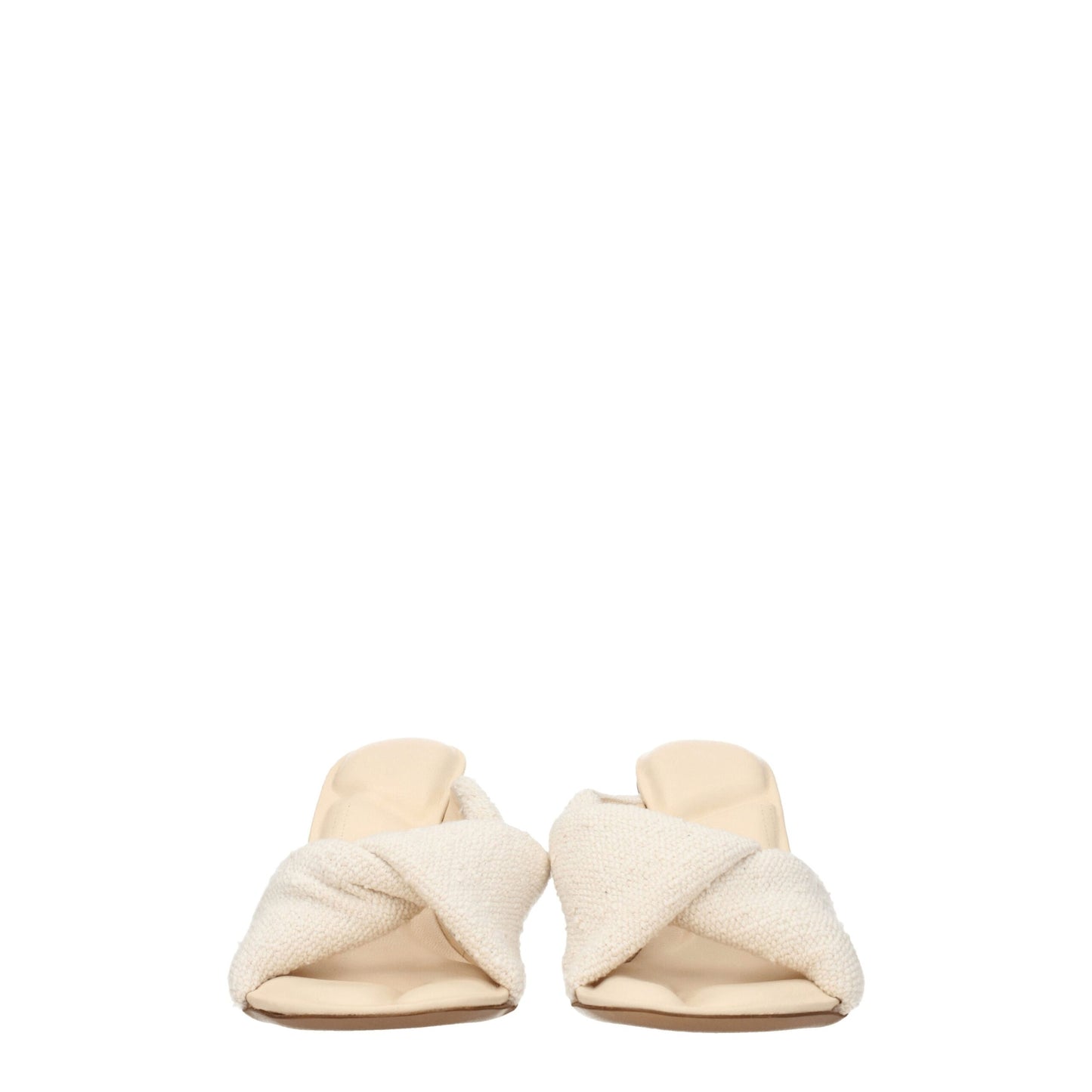 Beige Fabric Stiletto Heels Sandals