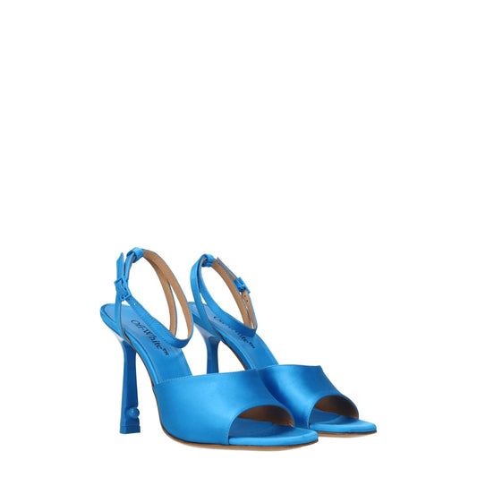 Blue Satin Stiletto Heel Sandals