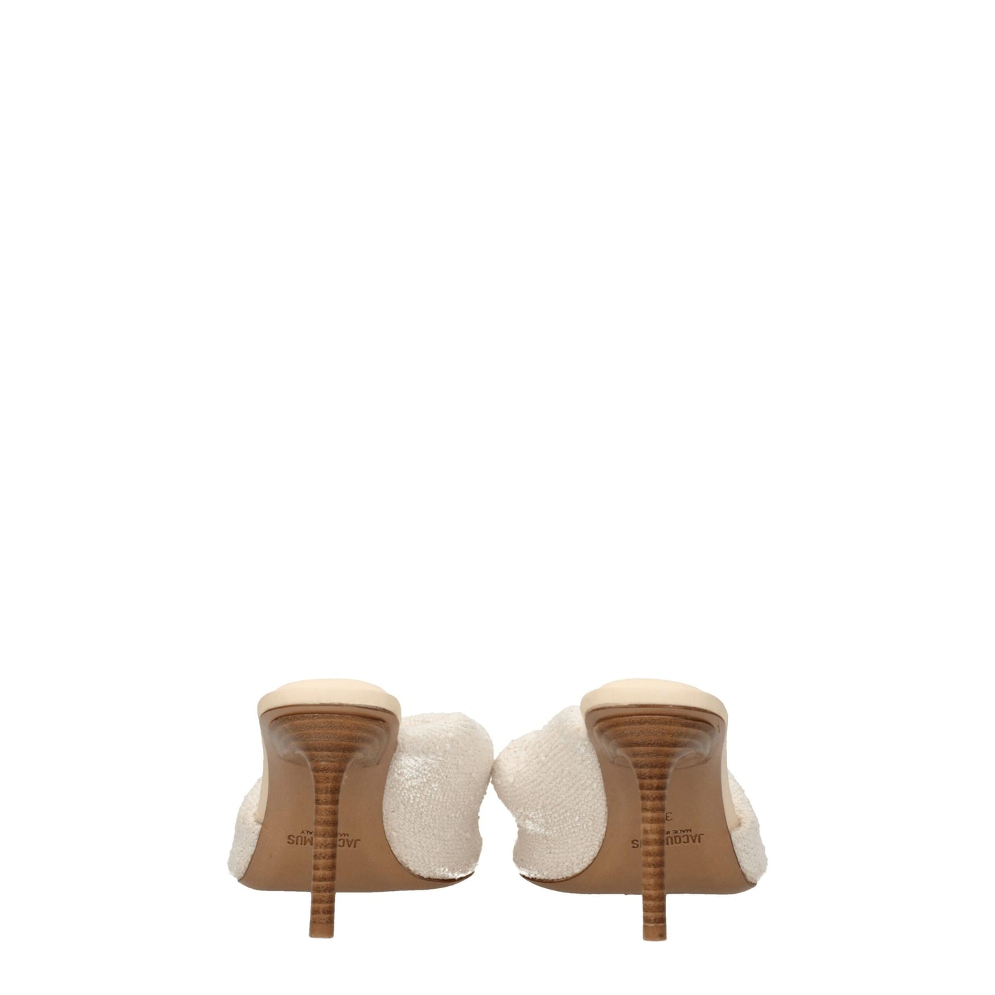 Beige Fabric Stiletto Heels Sandals