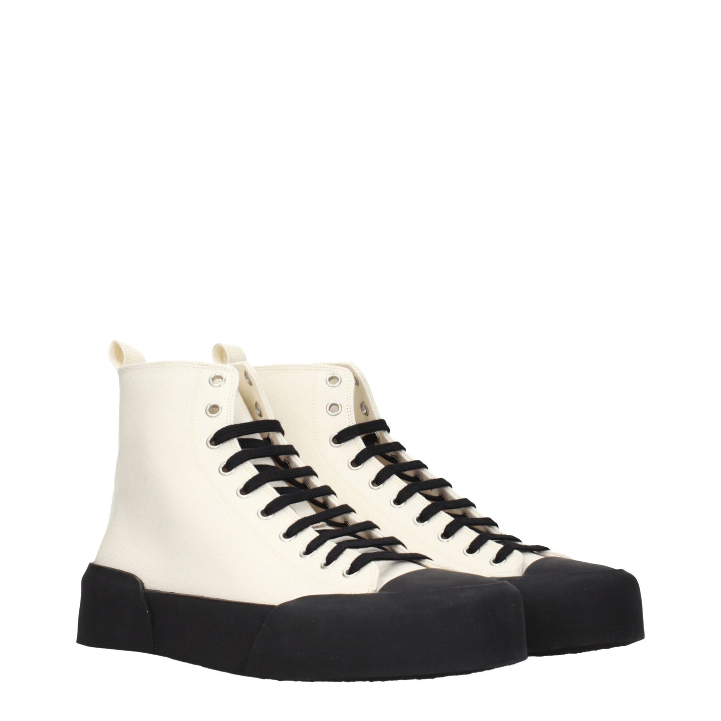 Beige Fabric High Tops