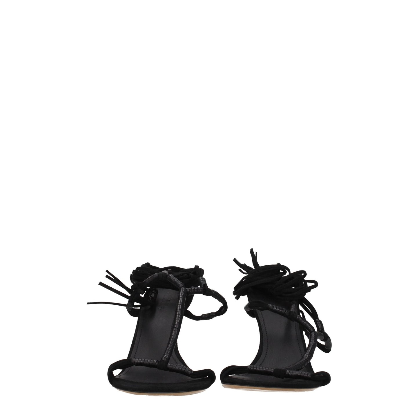 Black Leather Stiletto Heels Sandals