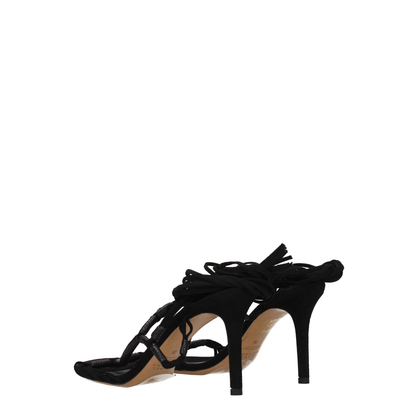 Black Leather Stiletto Heels Sandals