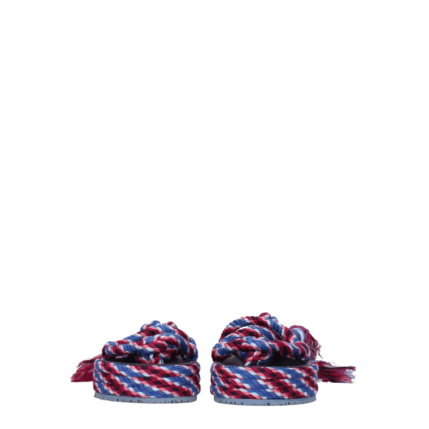 Blue Fabric Flat Sandals