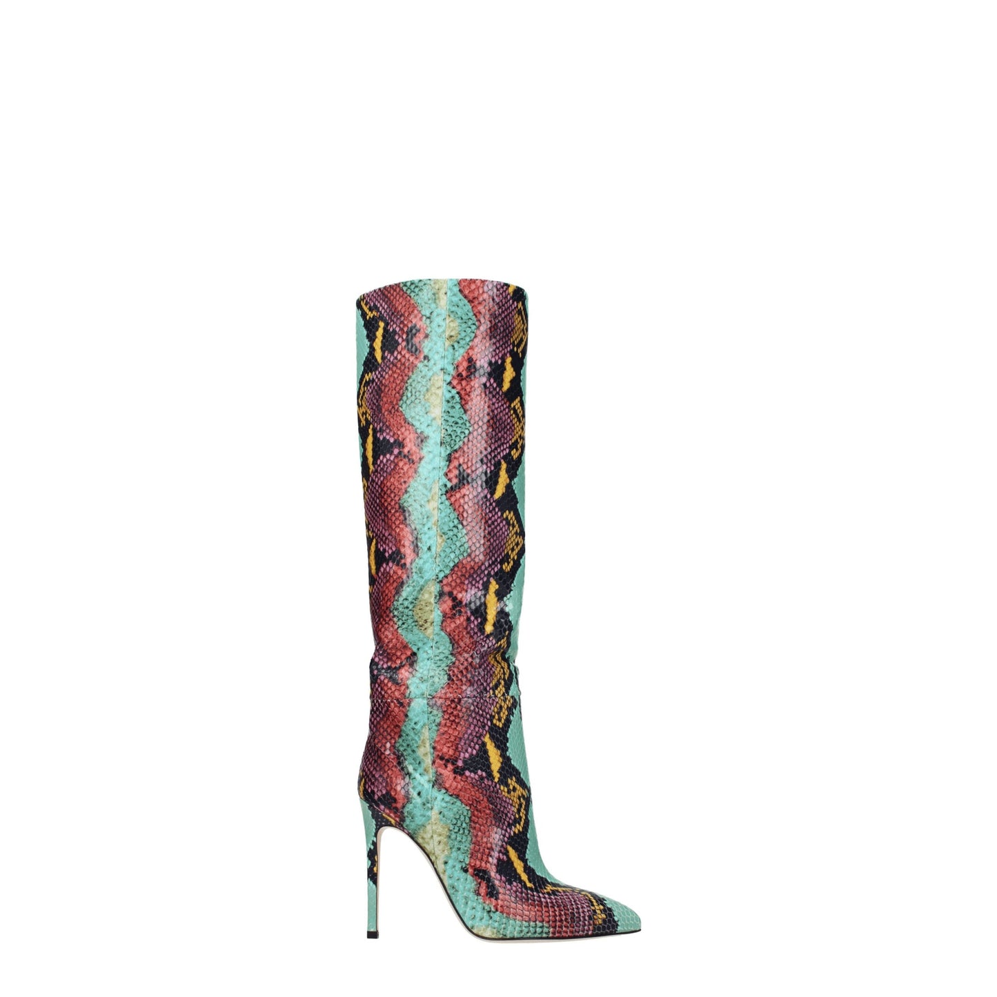 Multicolor Leather High Heel Boots