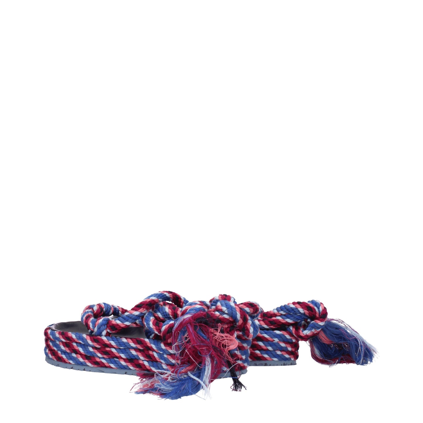 Blue Fabric Flat Sandals