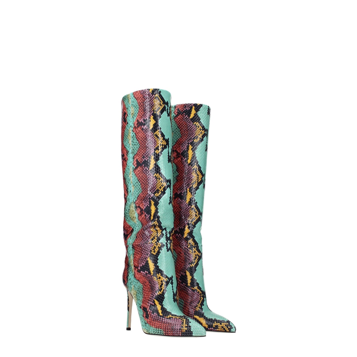 Multicolor Leather High Heel Boots