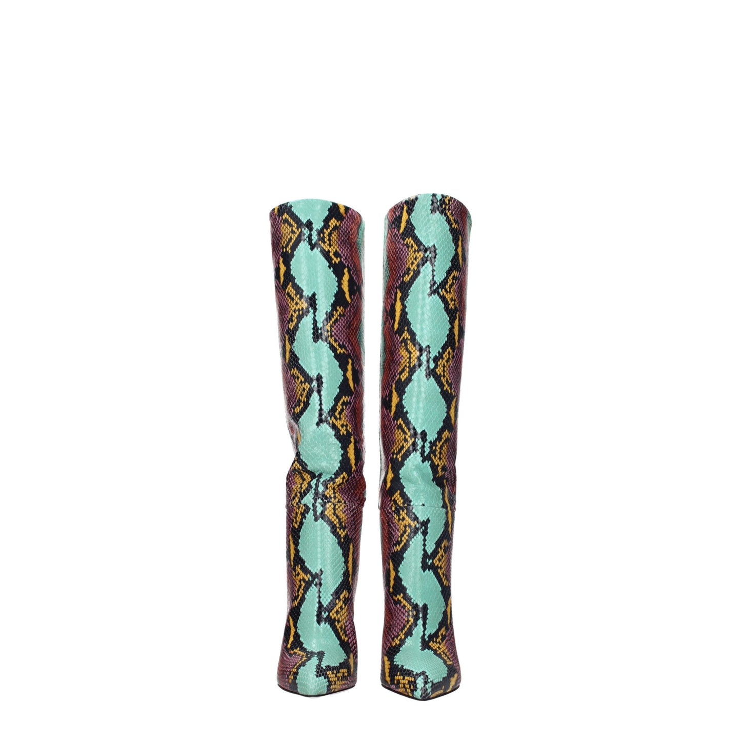 Multicolor Leather High Heel Boots