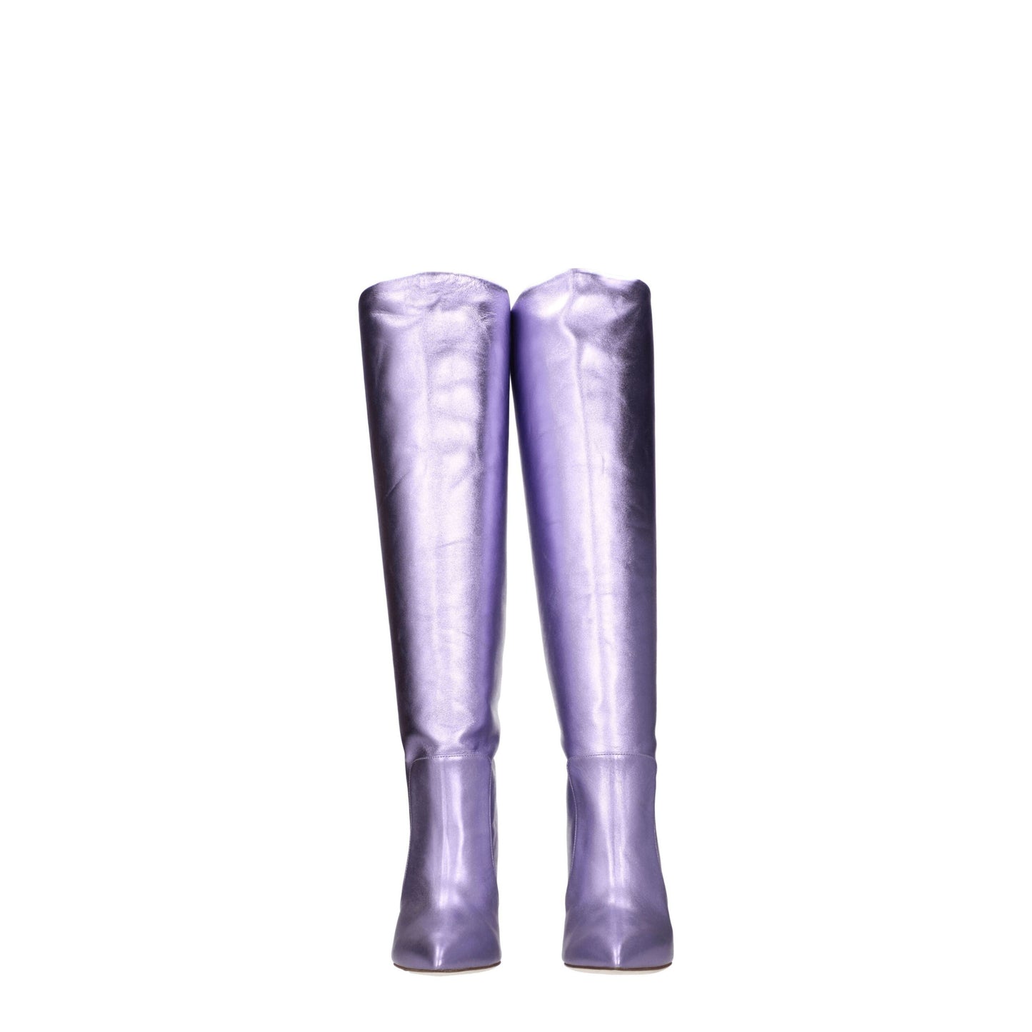 Purple Leather High Heel Boots