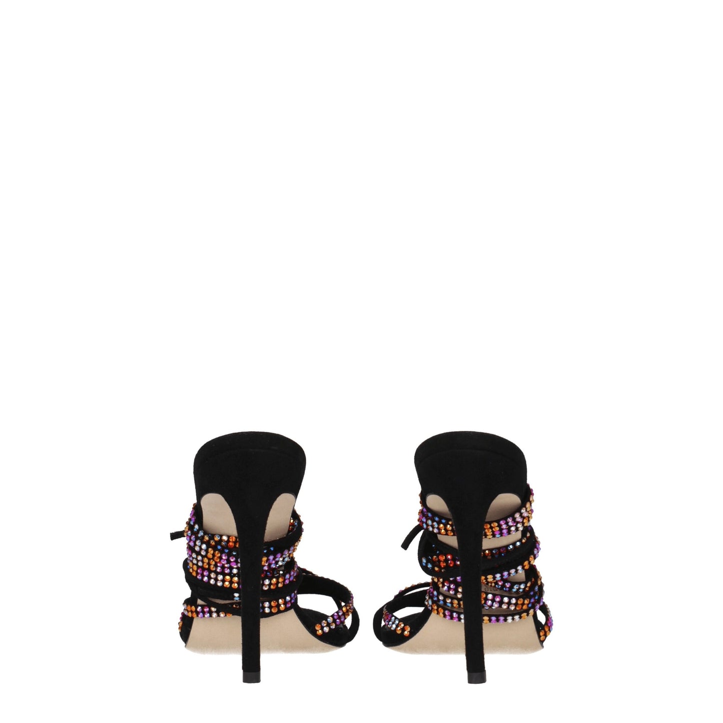 Black Leather Stiletto Heels Sandals