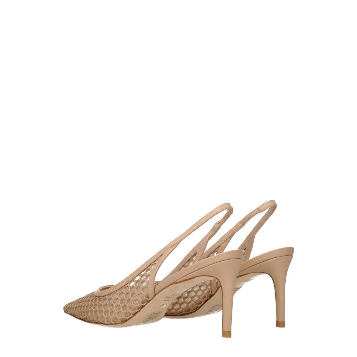 Beige Leather High Heel Pumps