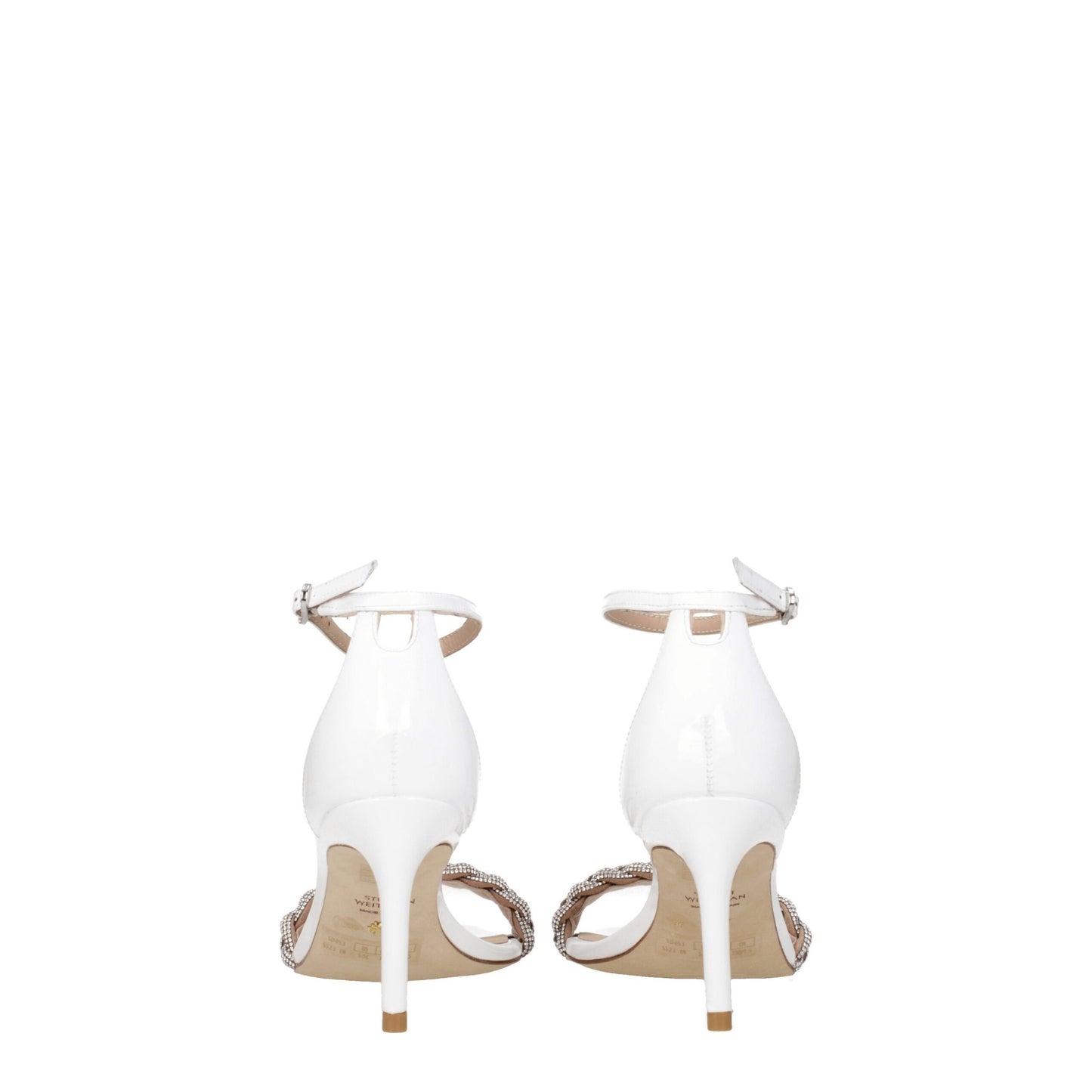 White Leather Stiletto Heels Sandals