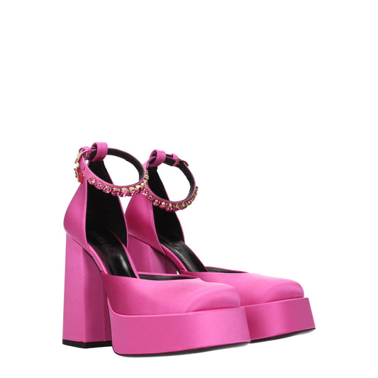 Pink Satin Platforms Pumps