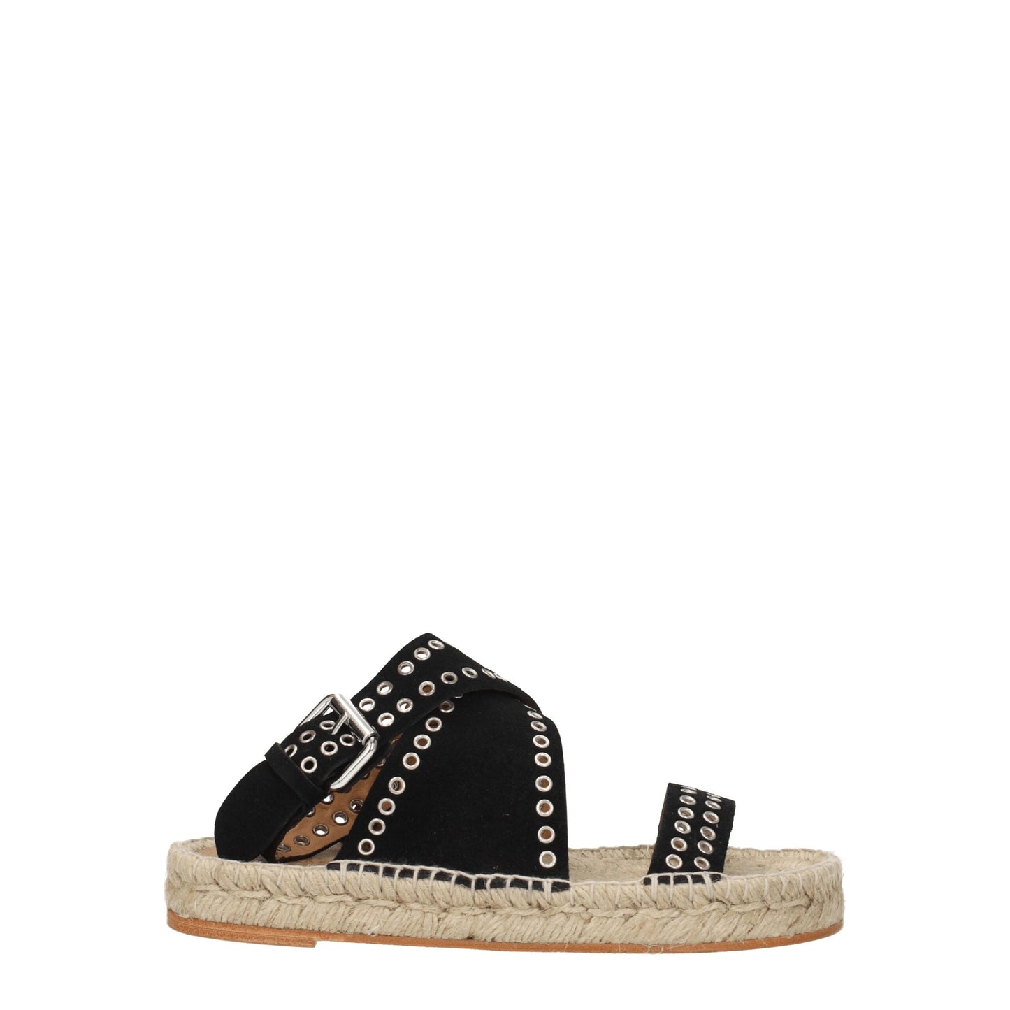 Black Leather Flat Sandals