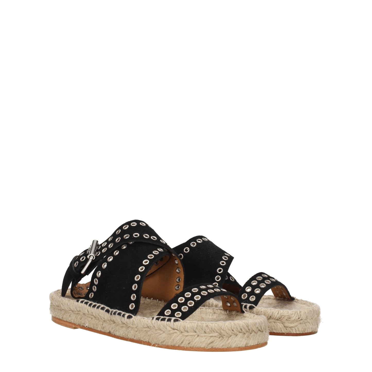 Black Leather Flat Sandals