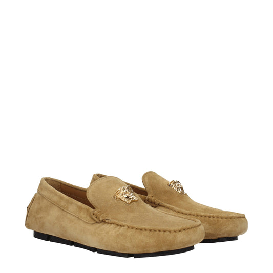 Beige Leather Slip-On Loafers