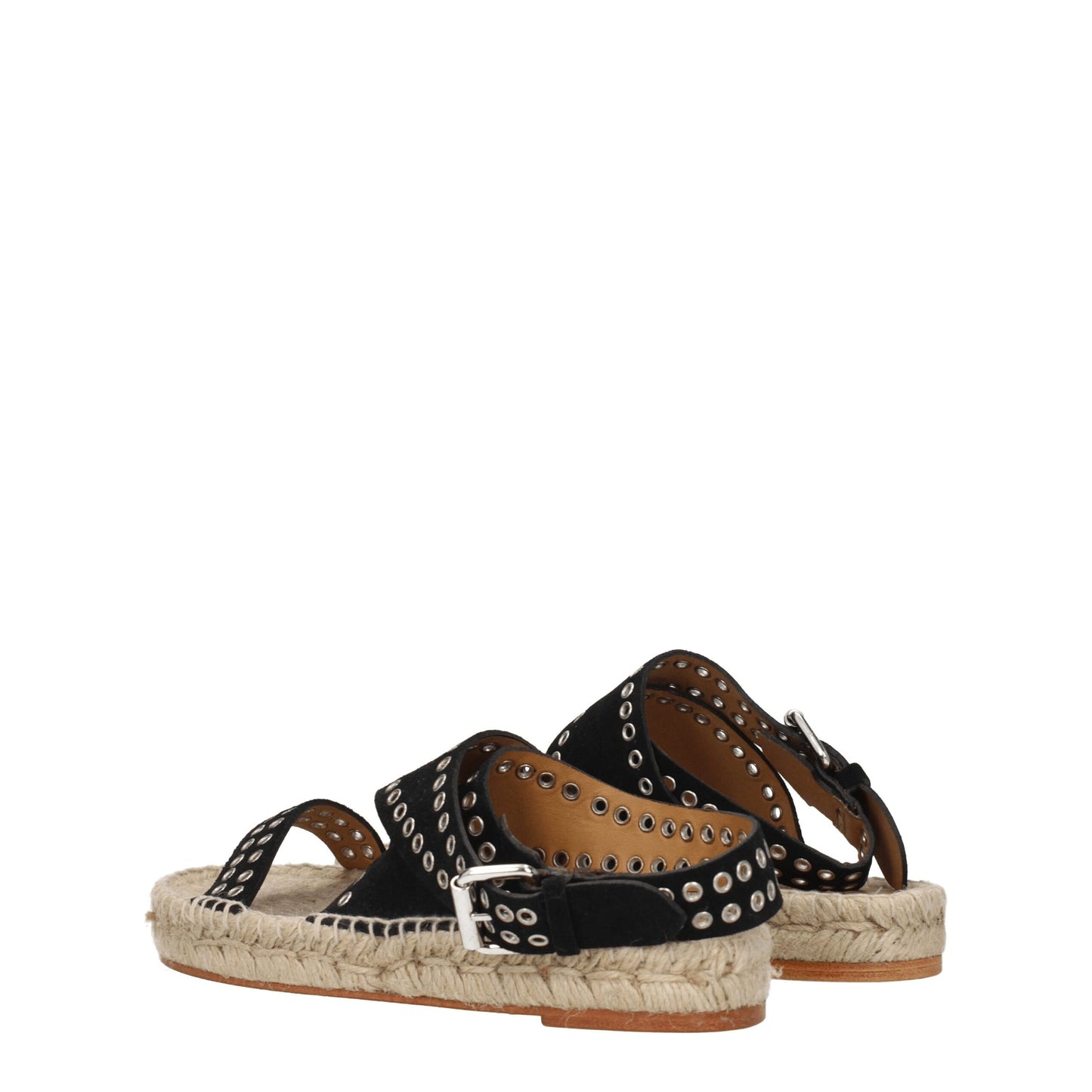 Black Leather Flat Sandals