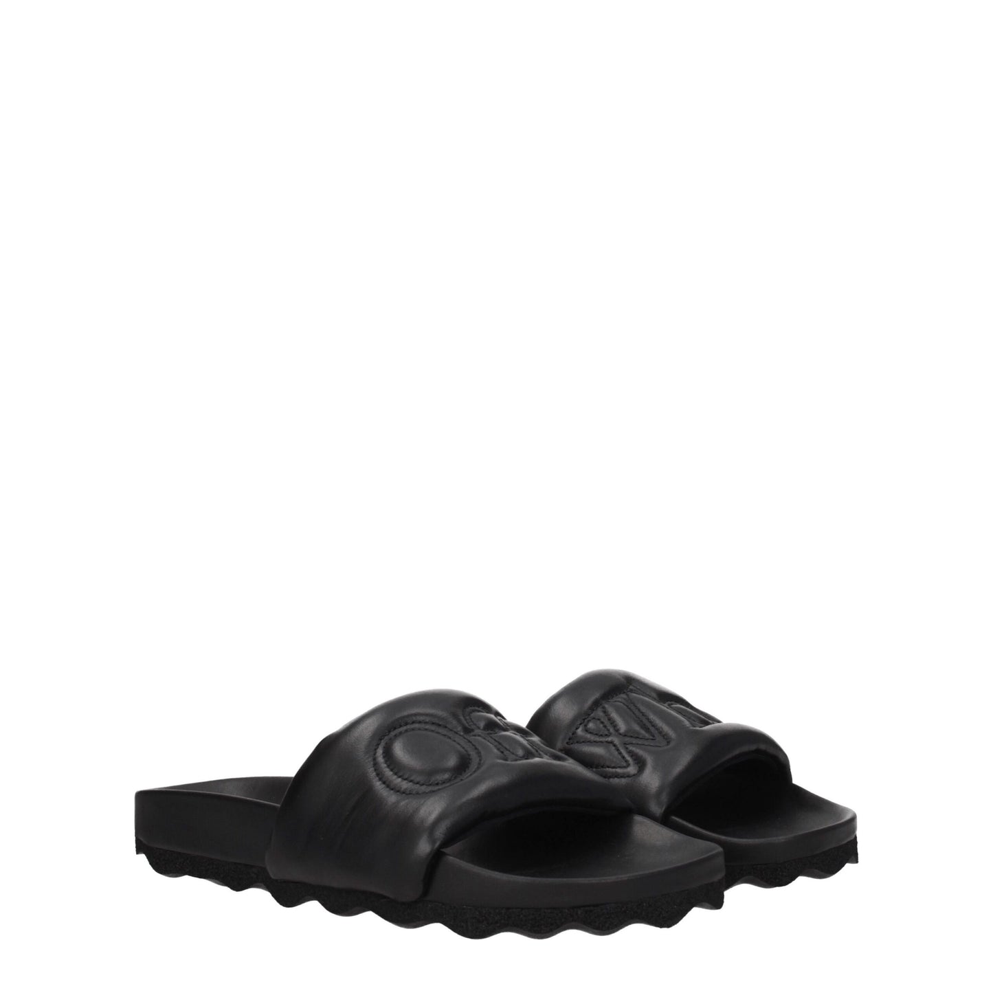 Black Leather Slippers