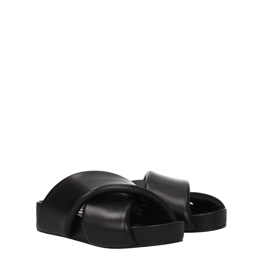 Black Leather Slippers