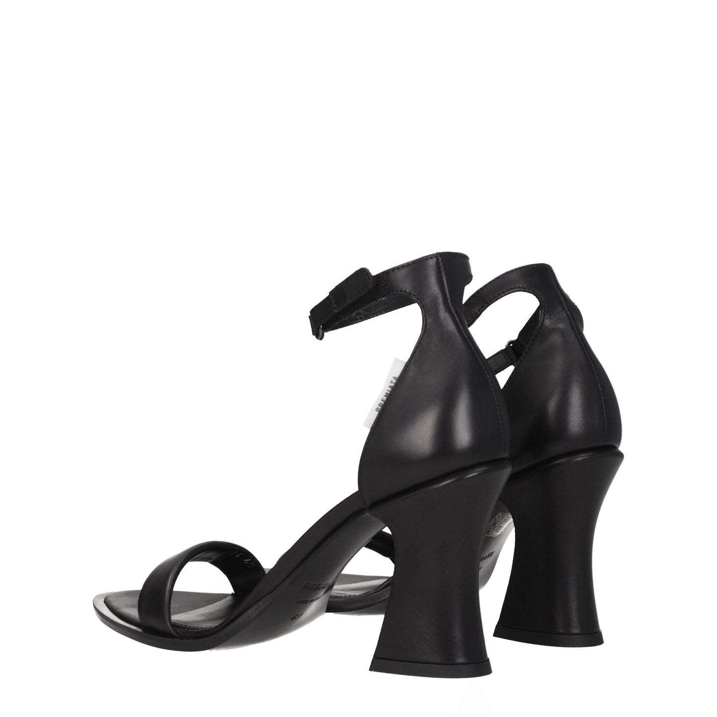 Black Leather Flat Sandals