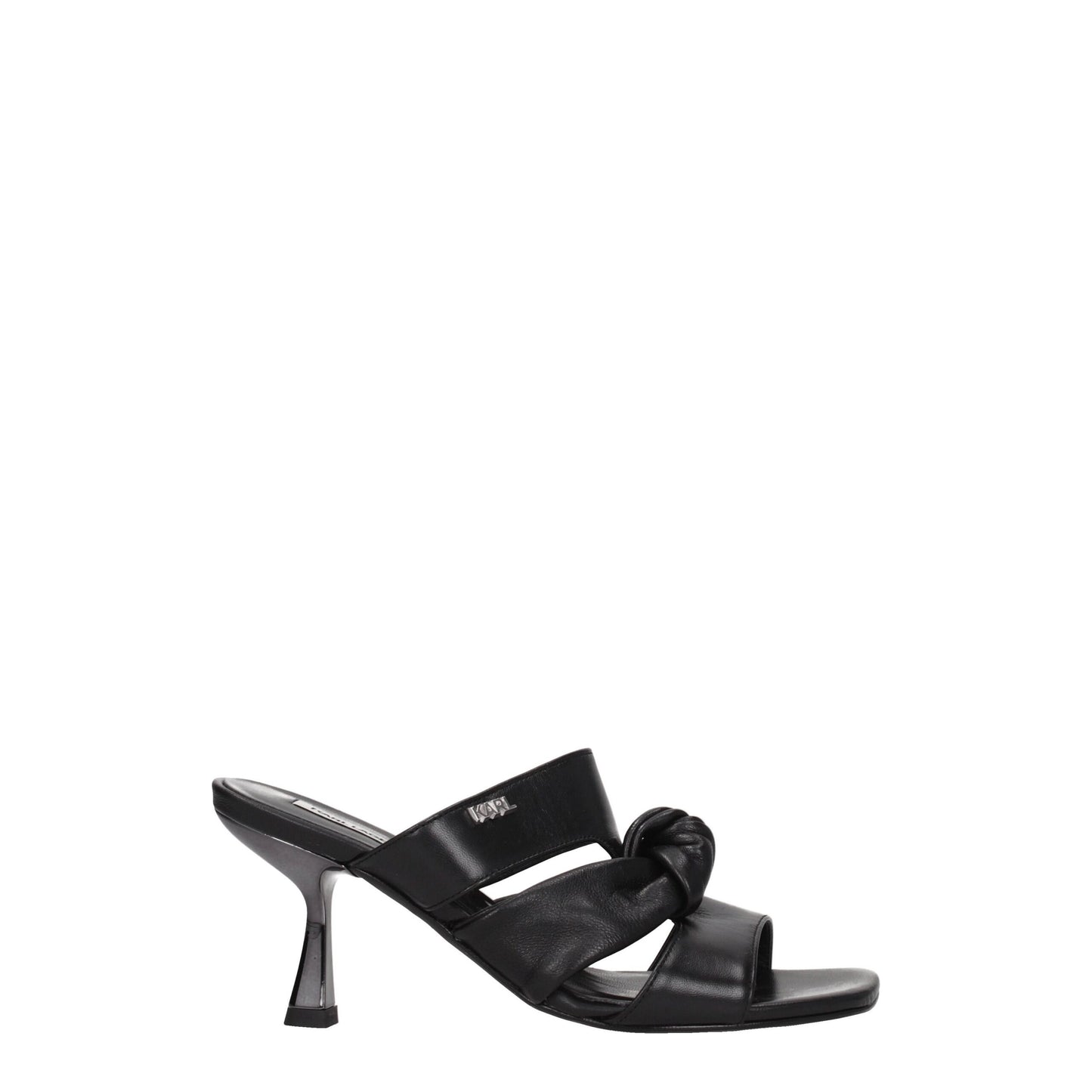 Black Leather Stiletto Heels Sandals