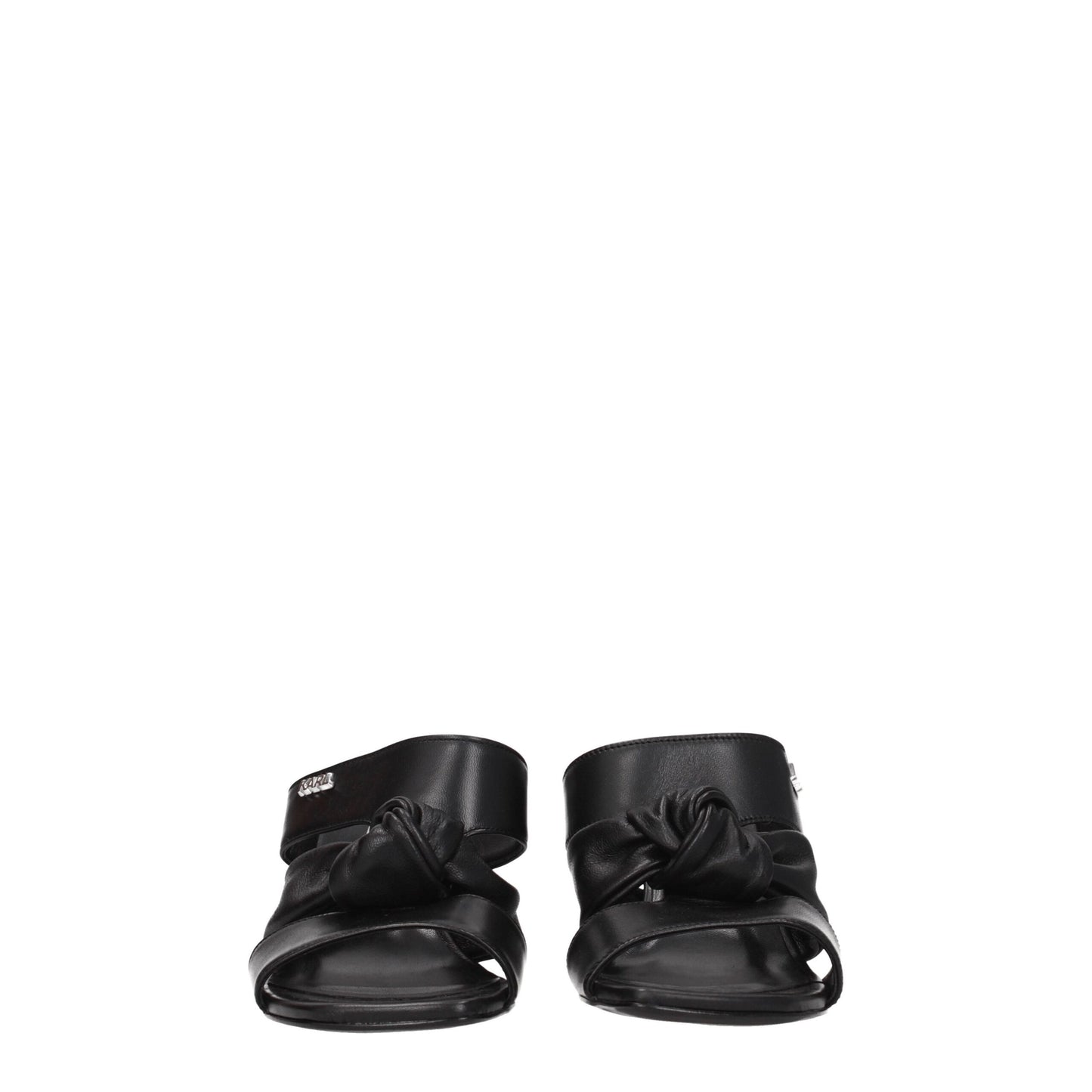 Black Leather Stiletto Heels Sandals
