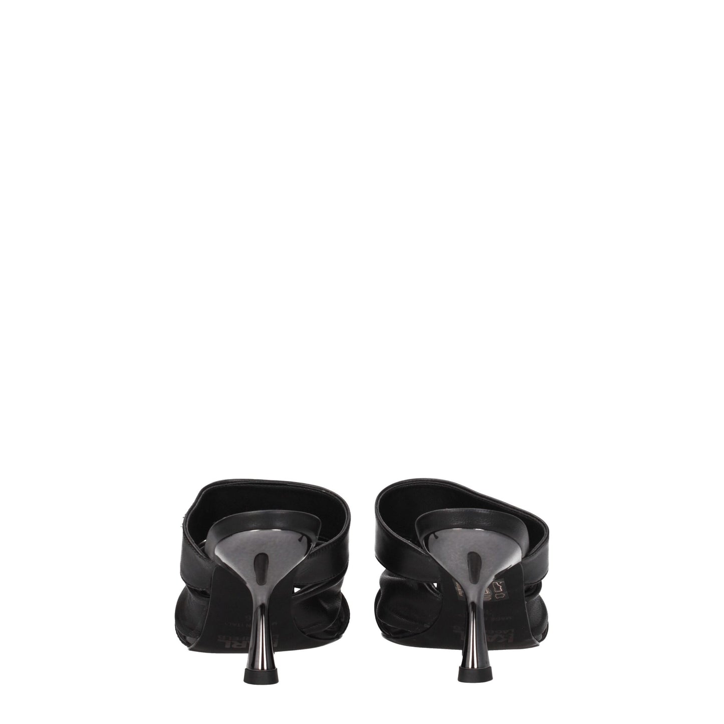 Black Leather Stiletto Heels Sandals
