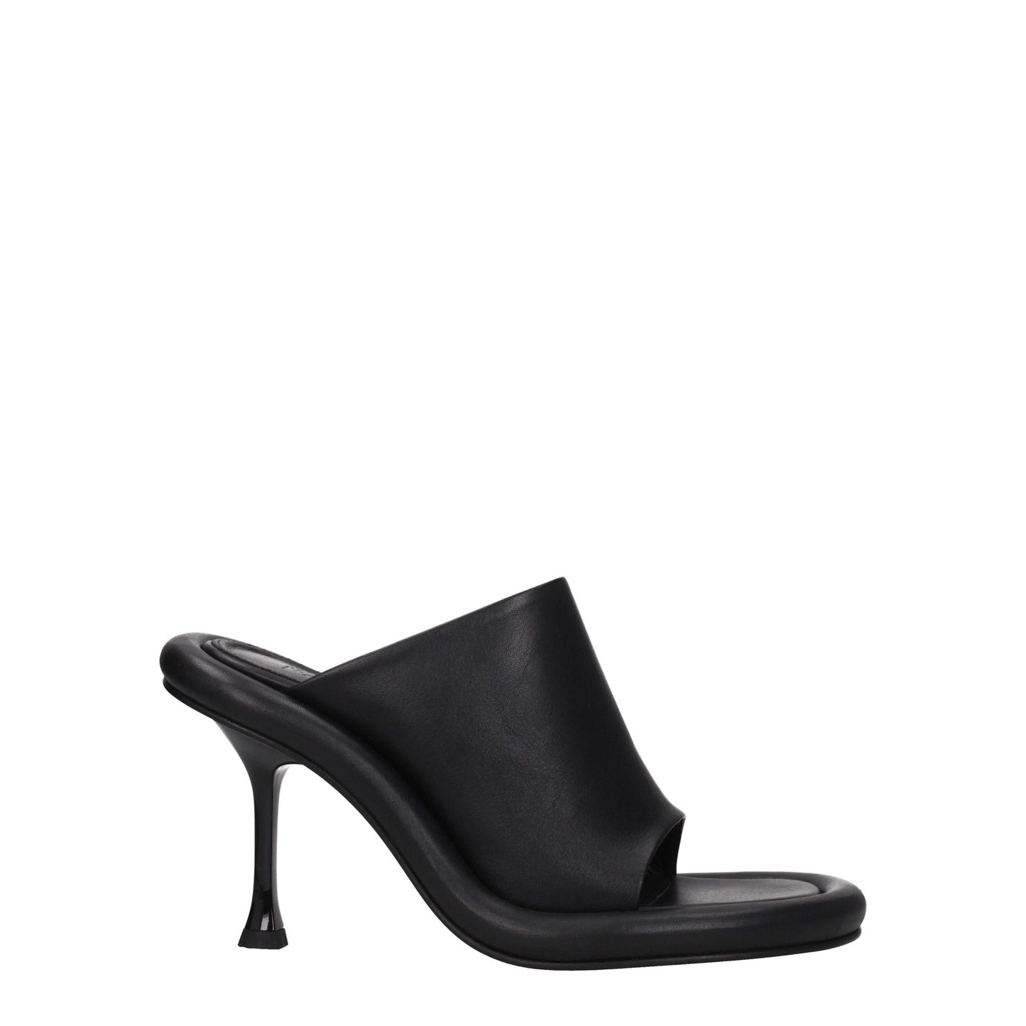 Black Leather Stiletto Heels Sandals