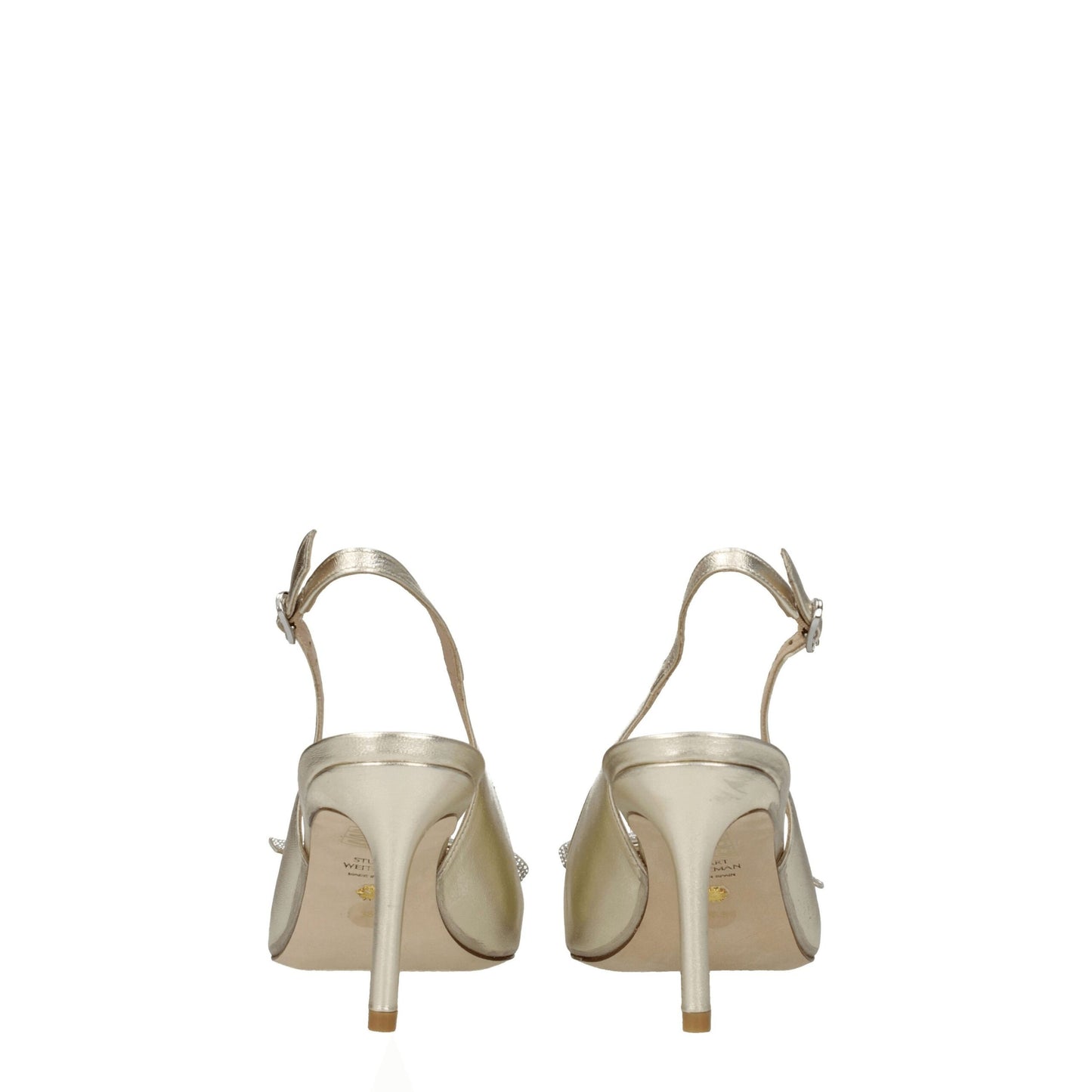 Gold Leather Stiletto Heels Sandals