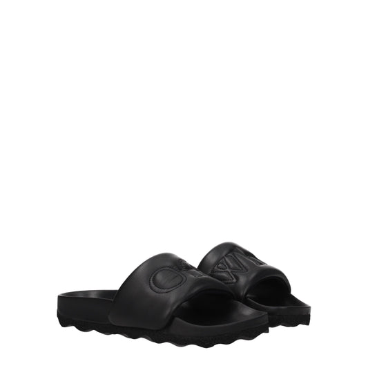 Black Leather Slippers