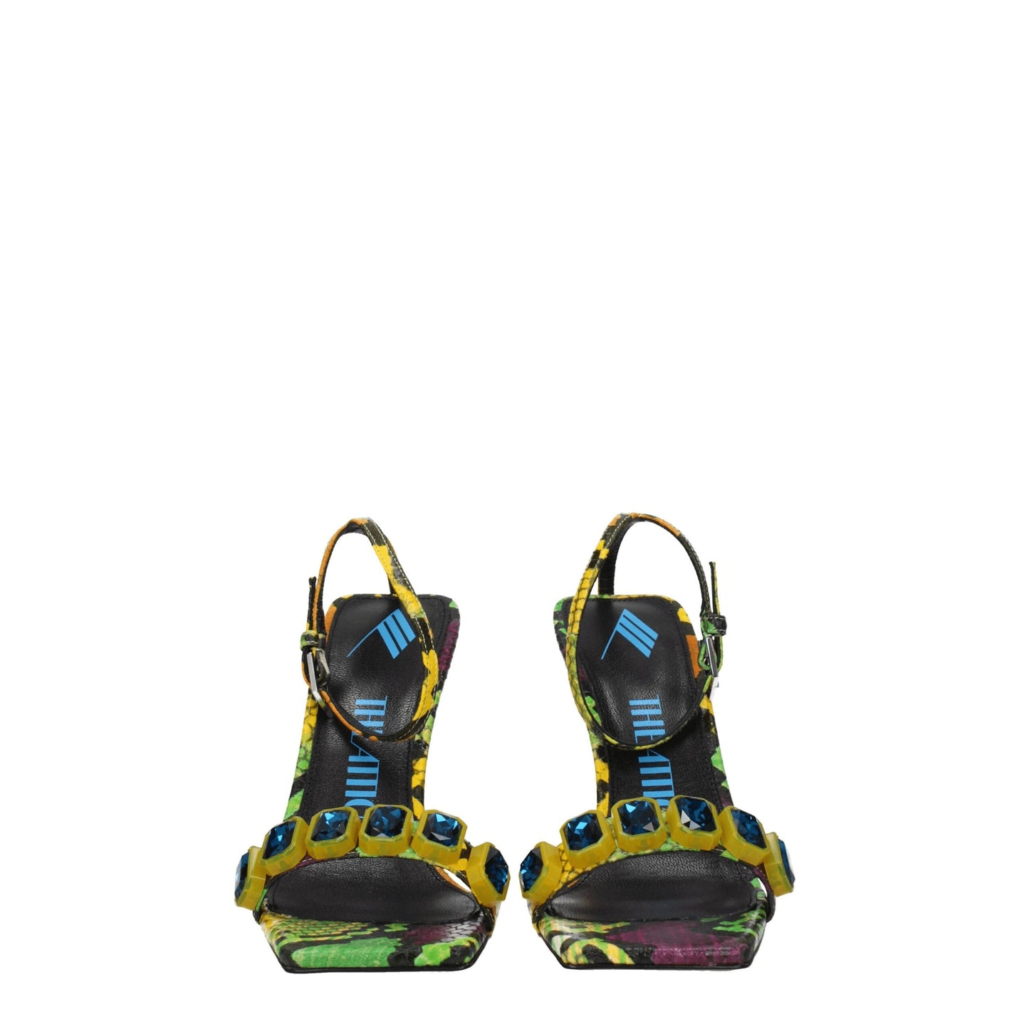 Multicolor Leather Stiletto Heel Sandals