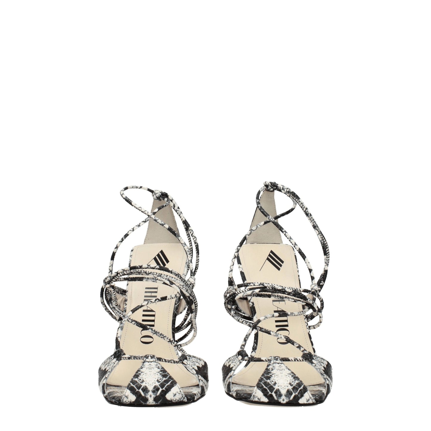 White Leather Stiletto Heels Sandals