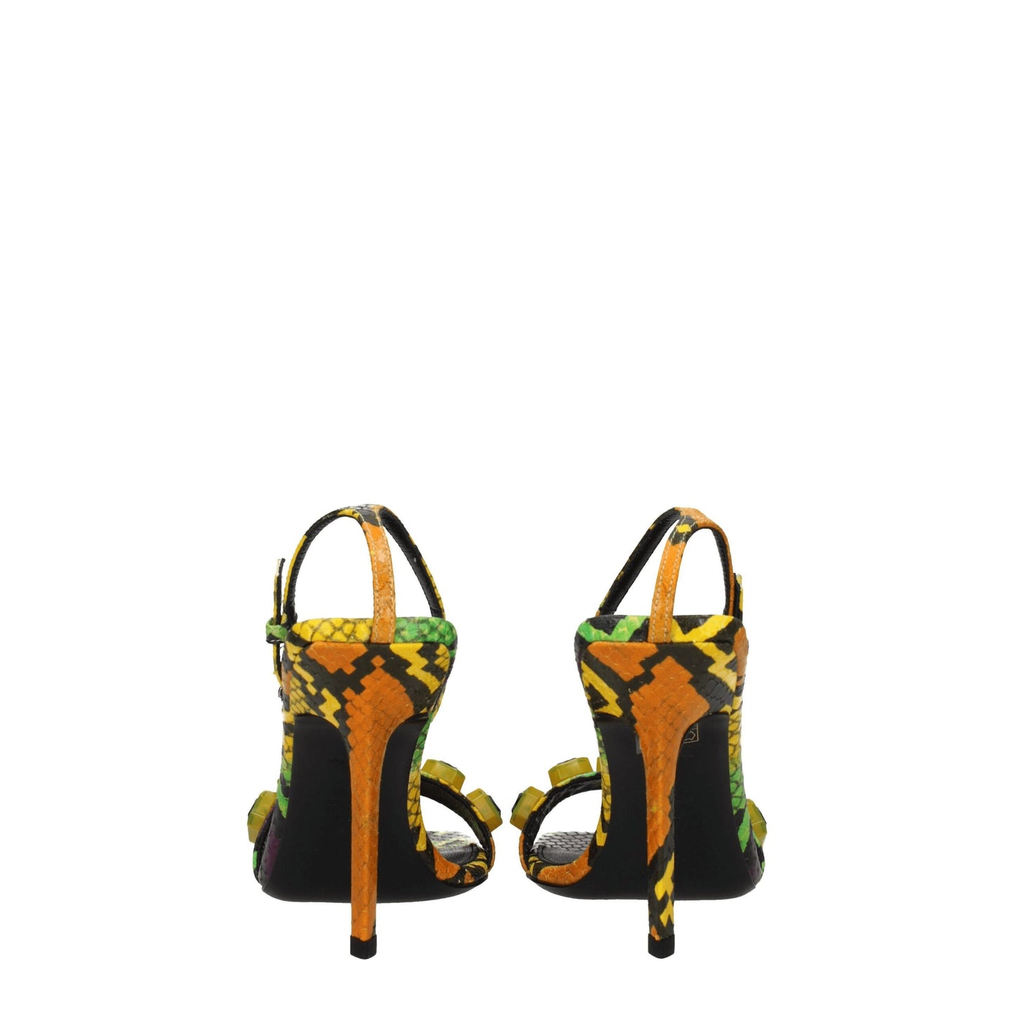 Multicolor Leather Stiletto Heels Sandals