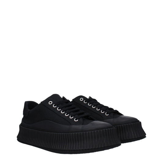 Black Fabric Platform Sneakers