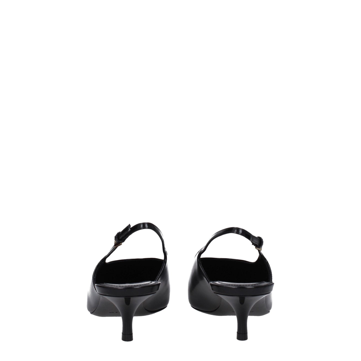 Black Leather Mid Heel Pumps
