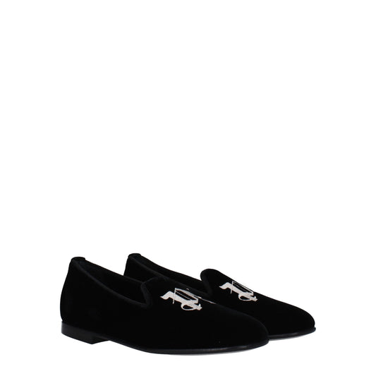 Black Velvet Slip-On Loafers