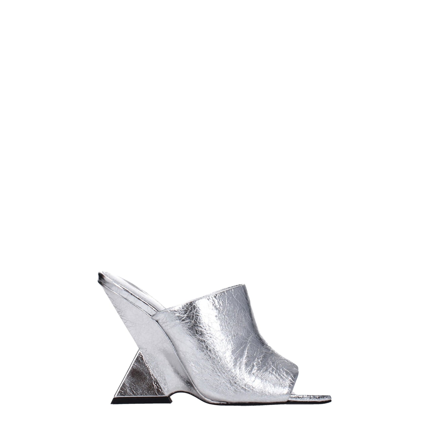 Gray Leather Platform Sandals