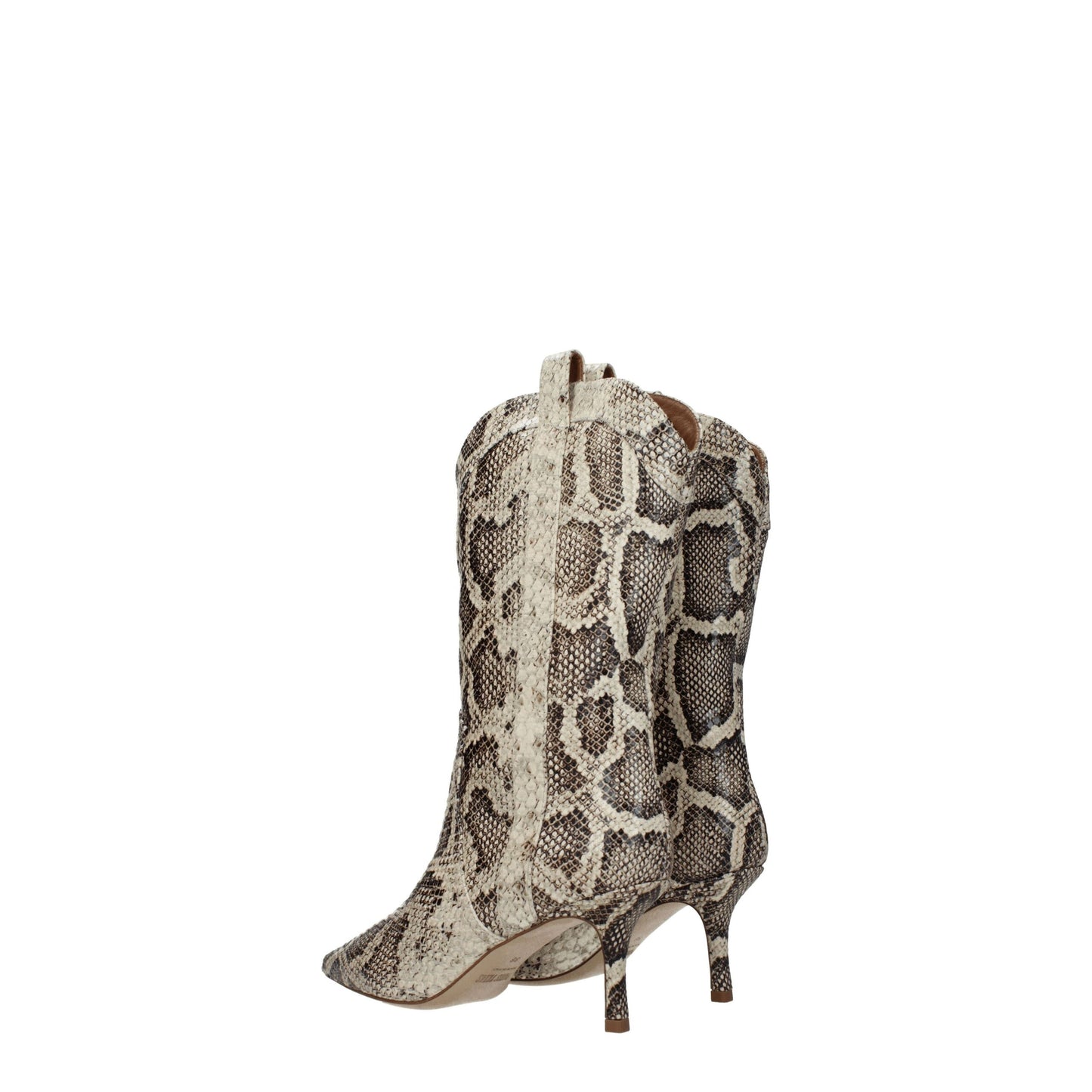 Beige Leather Ankle Boots