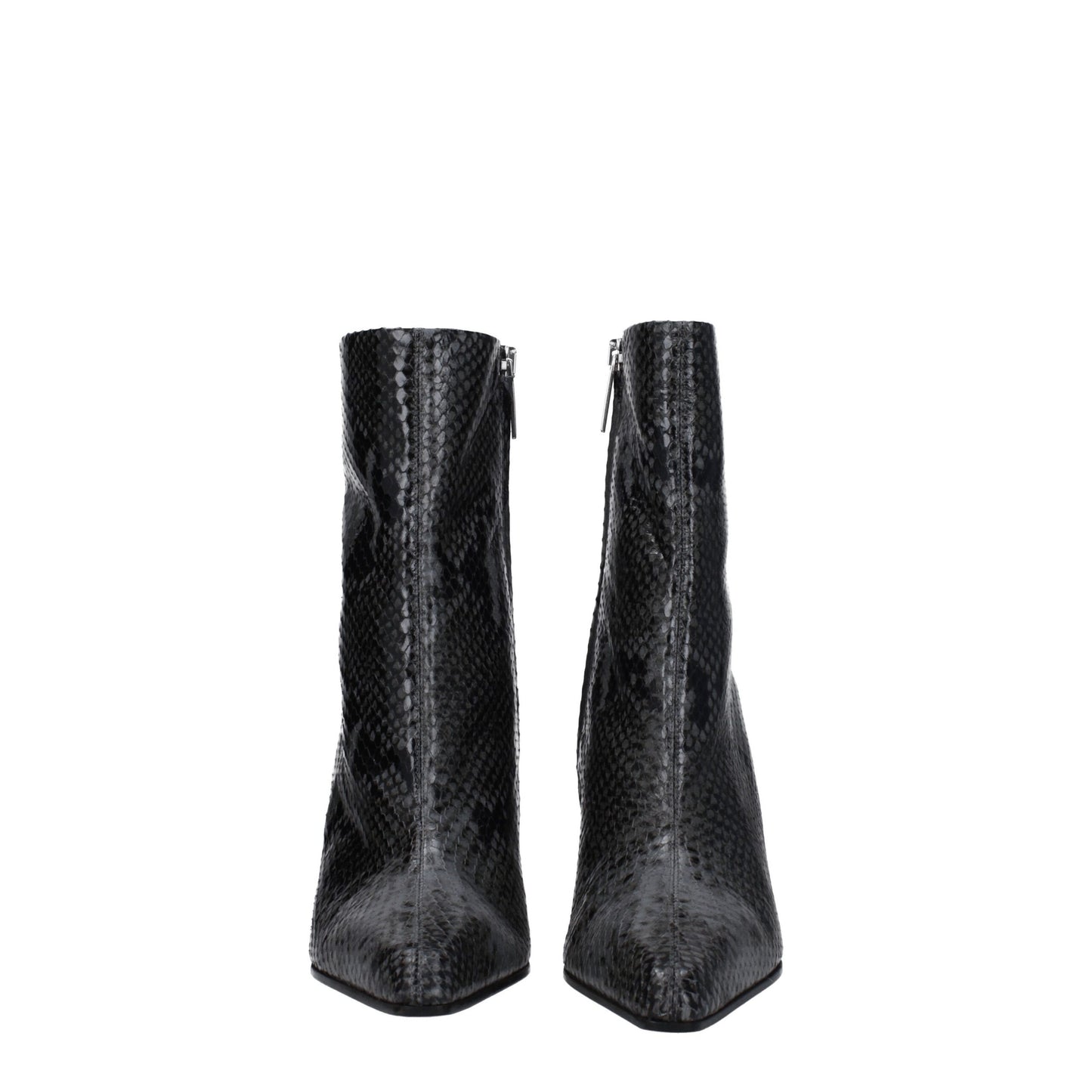 Gray Leather Ankle Boots