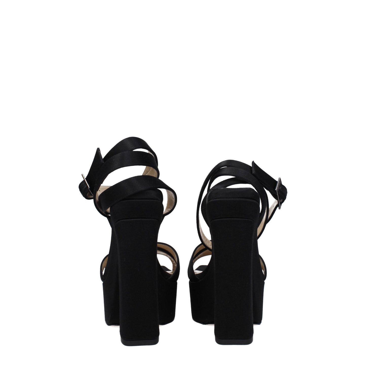 Black Satin Platform Sandals