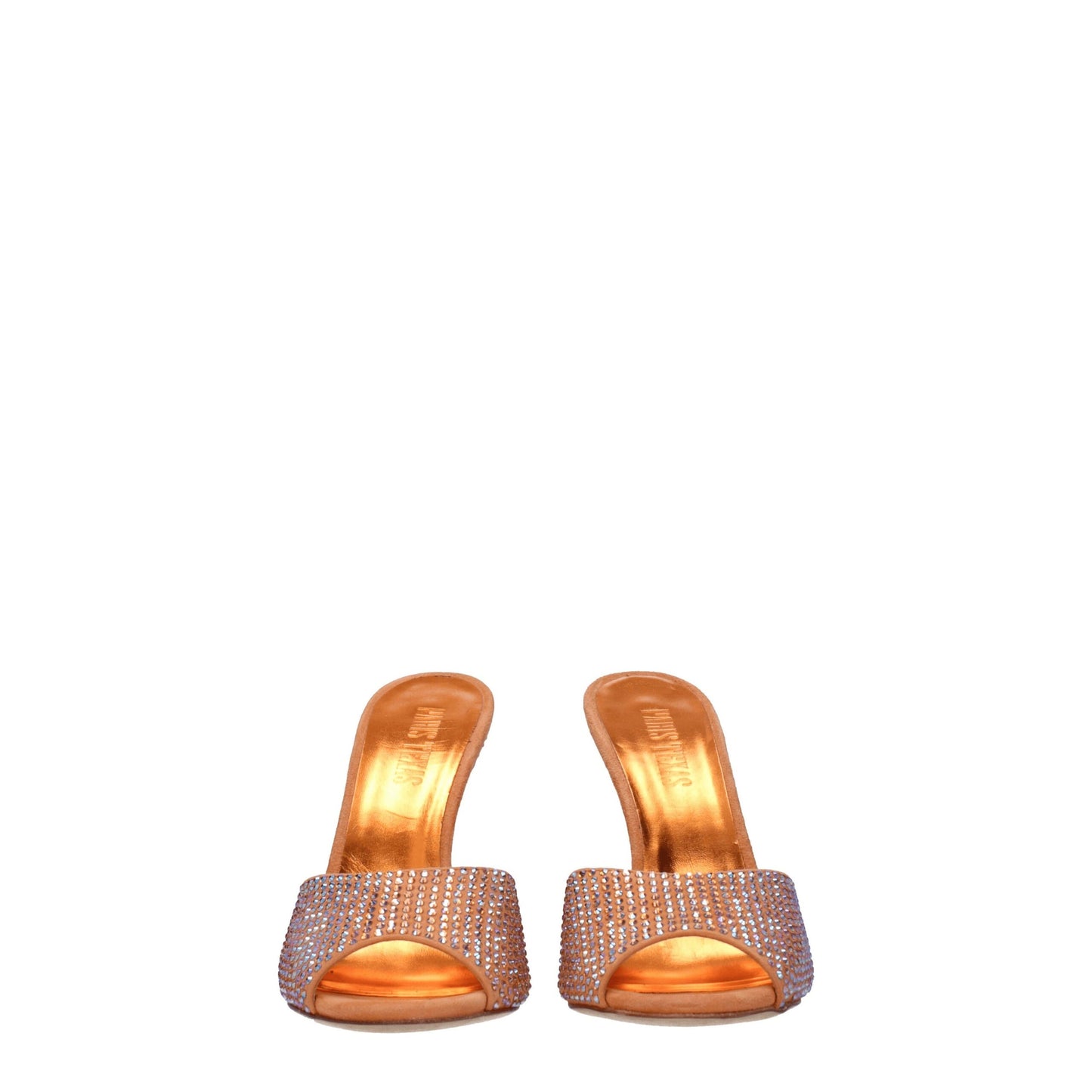 Orange Leather Stiletto Heels Sandals
