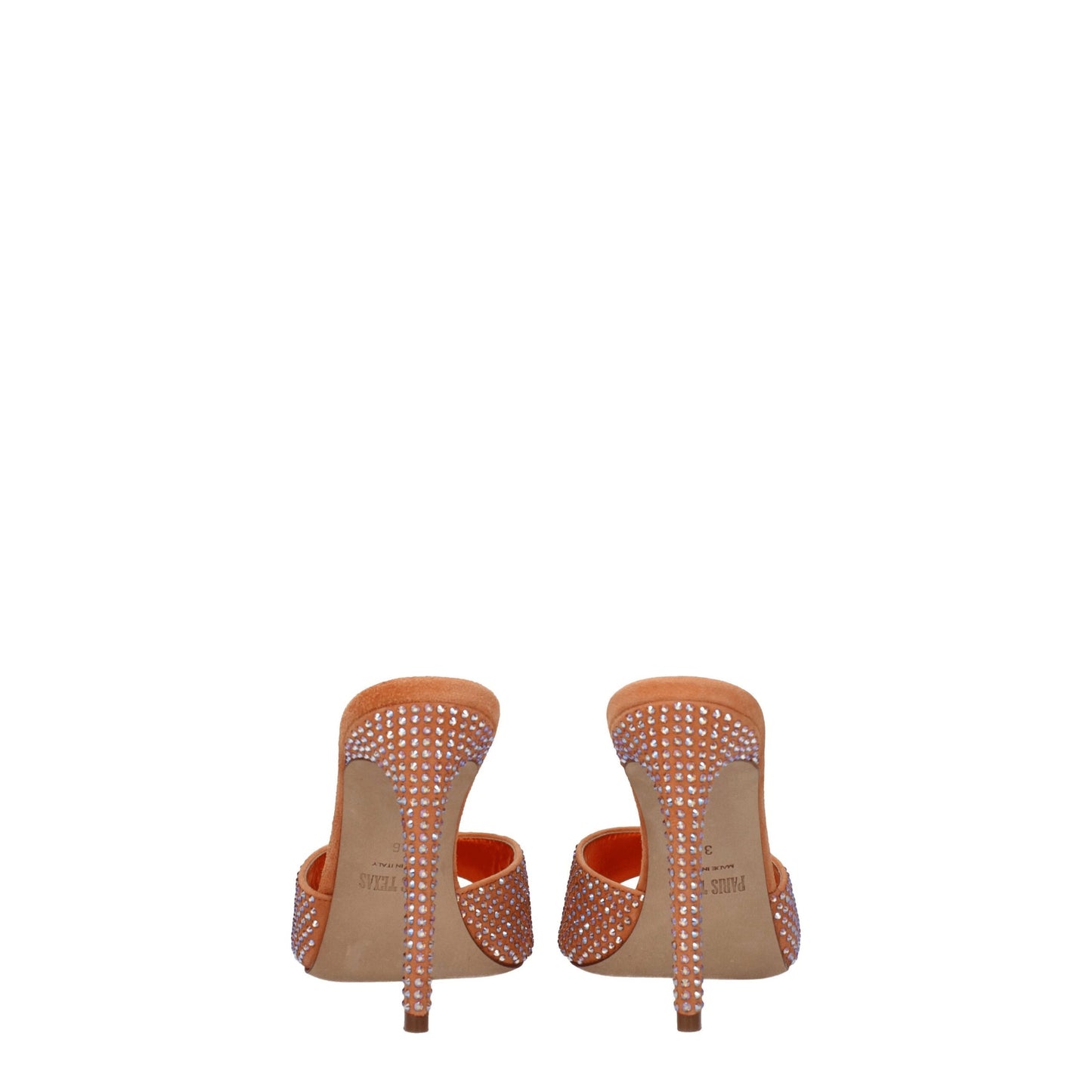 Orange Leather Stiletto Heels Sandals