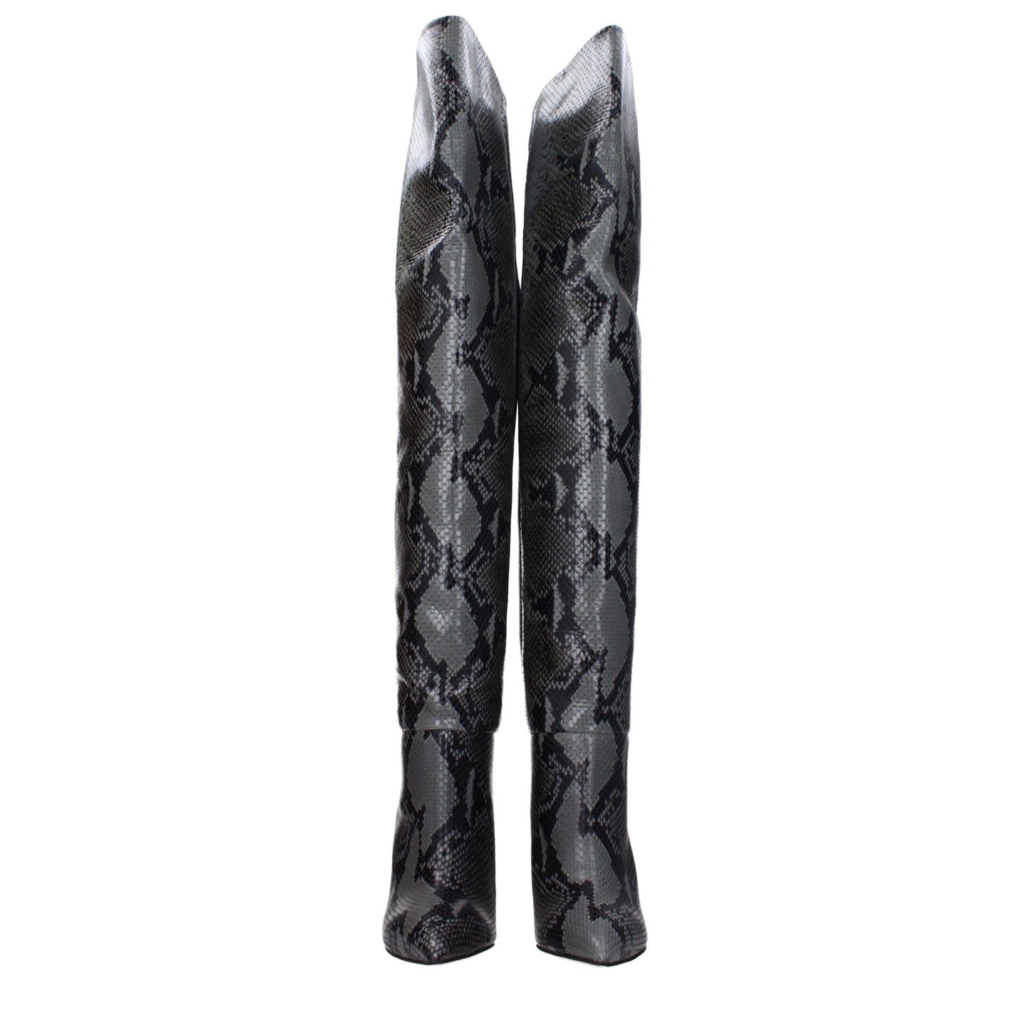 Gray Leather Over The Knee