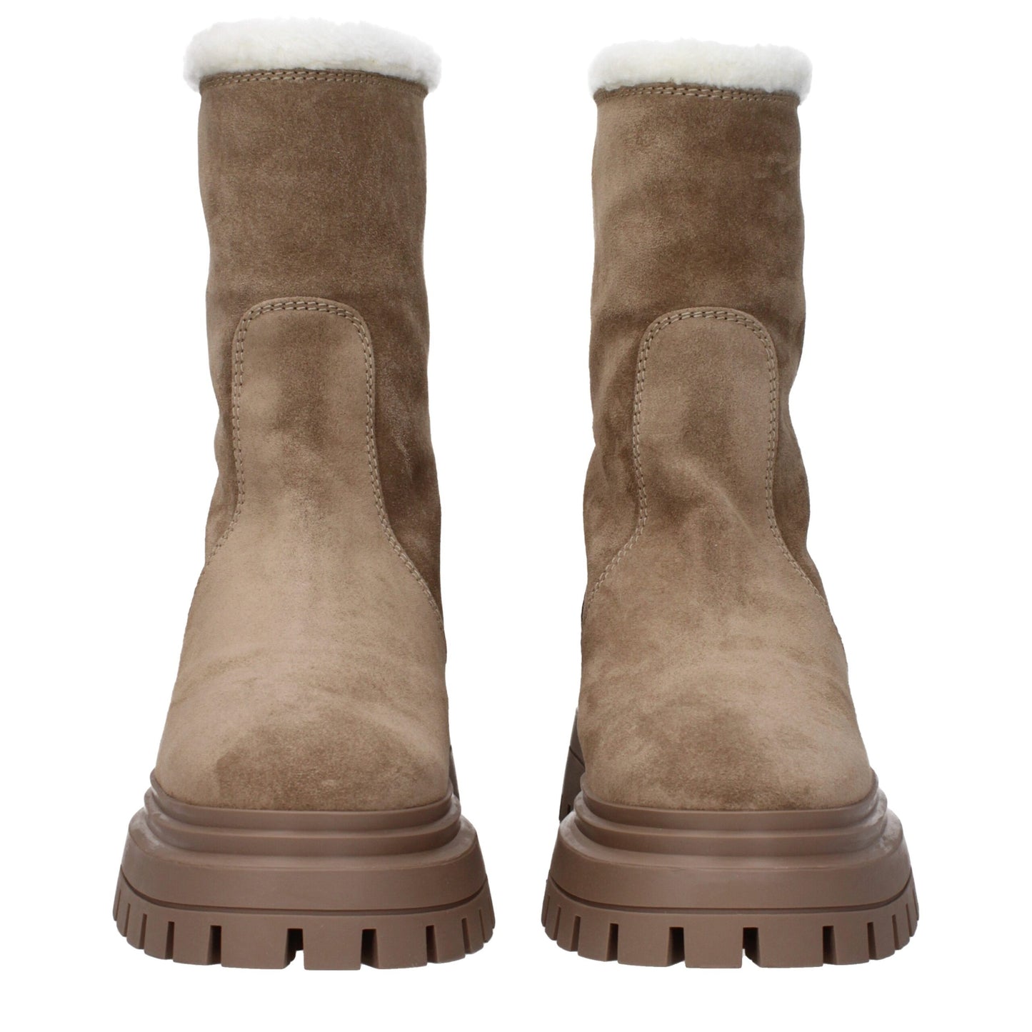 Beige Leather Ankle Boots