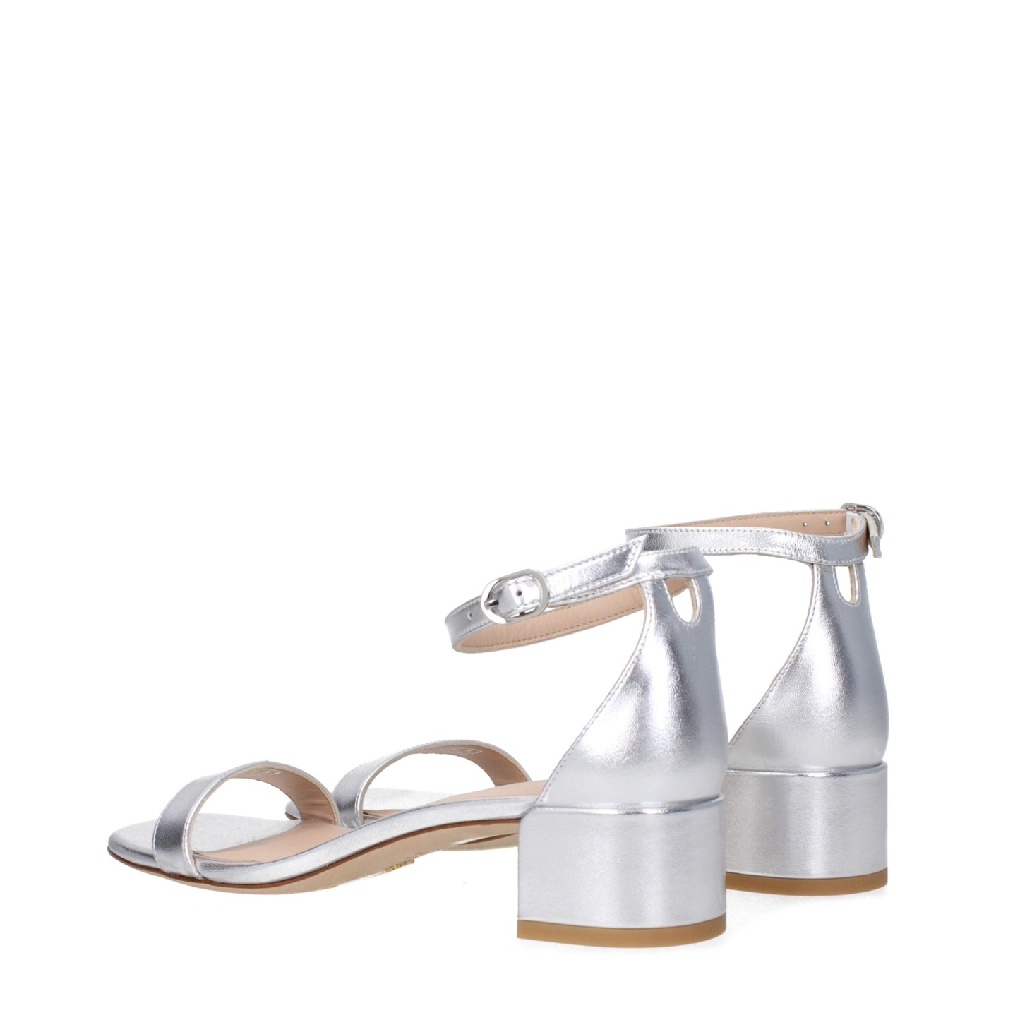 Gray Leather Flat Sandals
