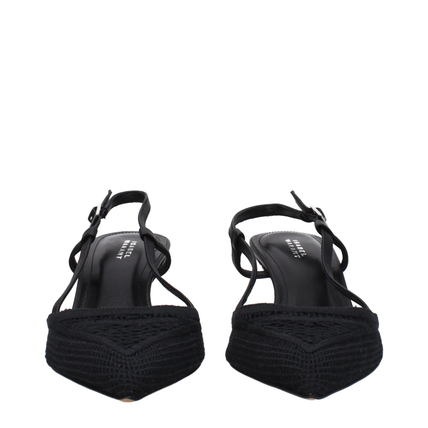 Black Fabric Mid Heel Pumps