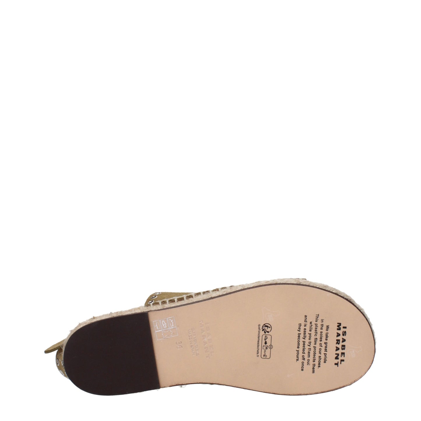 Green Leather Flat Sandals