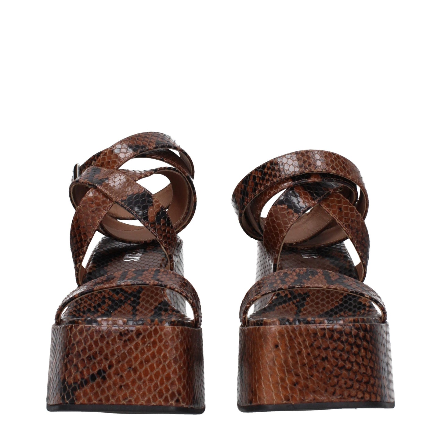 Brown Leather Wedges Sandals